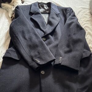 Vintage Men's Black Wool Long Coat